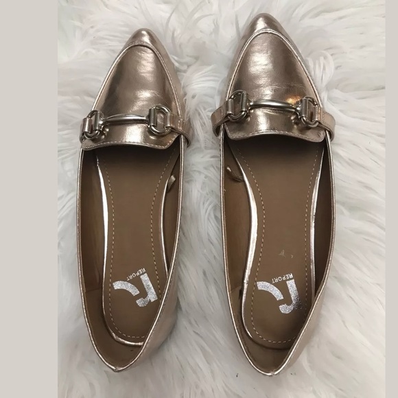 Report Women's Rose Gold Metallic Pointy Flats - Picture 3 of 6